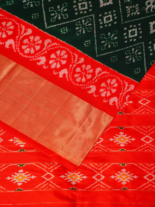 Black and red handloom pochampally silk saree