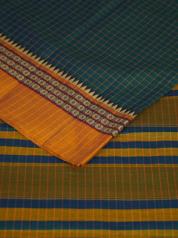 Turquiosed Green Handloom Narayanpet Cotton Saree