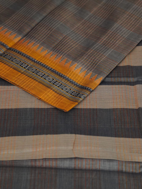 Grey Handloom Cotton Narayanpet Saree