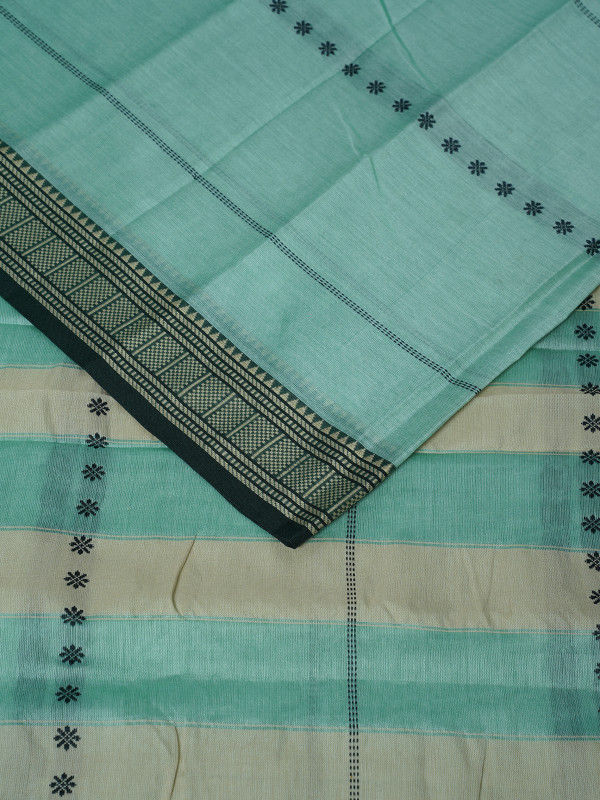 Light Cyan Green Handloom Cotton Narayanpet Saree