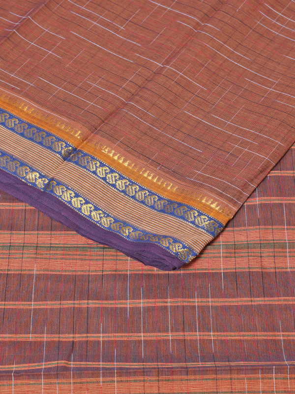 Brown Handloom Traditional Cotton Saree