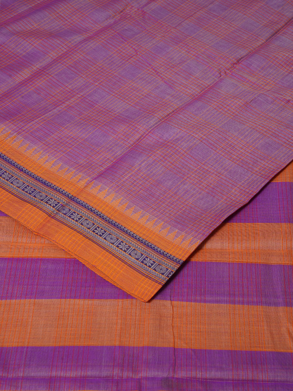 Orange Purple Cotton Narayanpet Cotton Saree