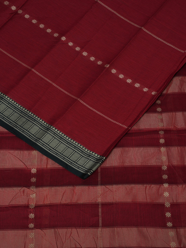 Maroon Black Border Handloom Narayanpet Saree